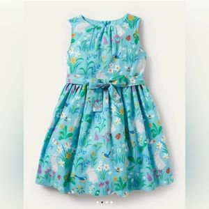 Mini Boden girls spring bunny aqua blue dress